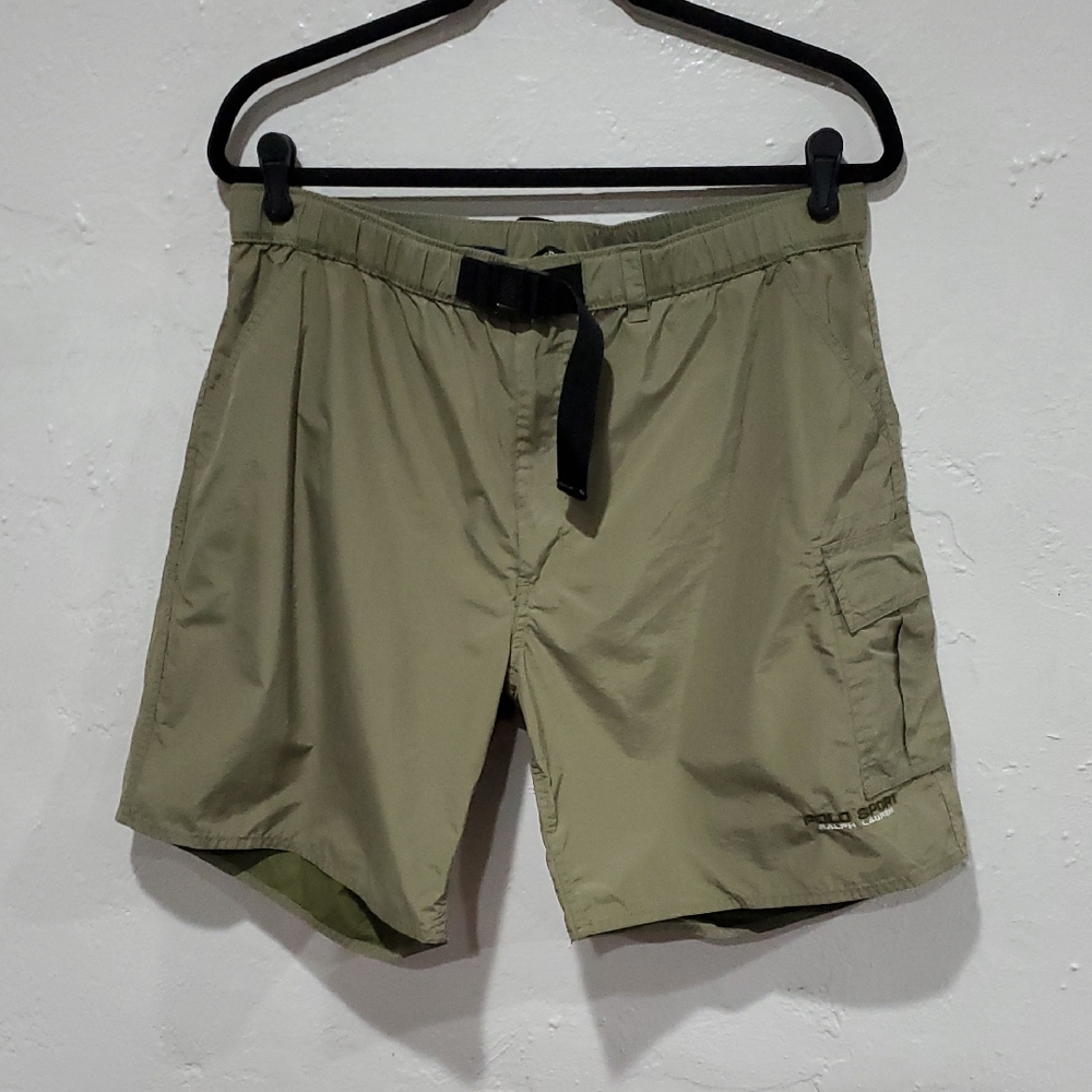 Vintage Polo Sport Olive Green Cargo Shorts With Belt Size L